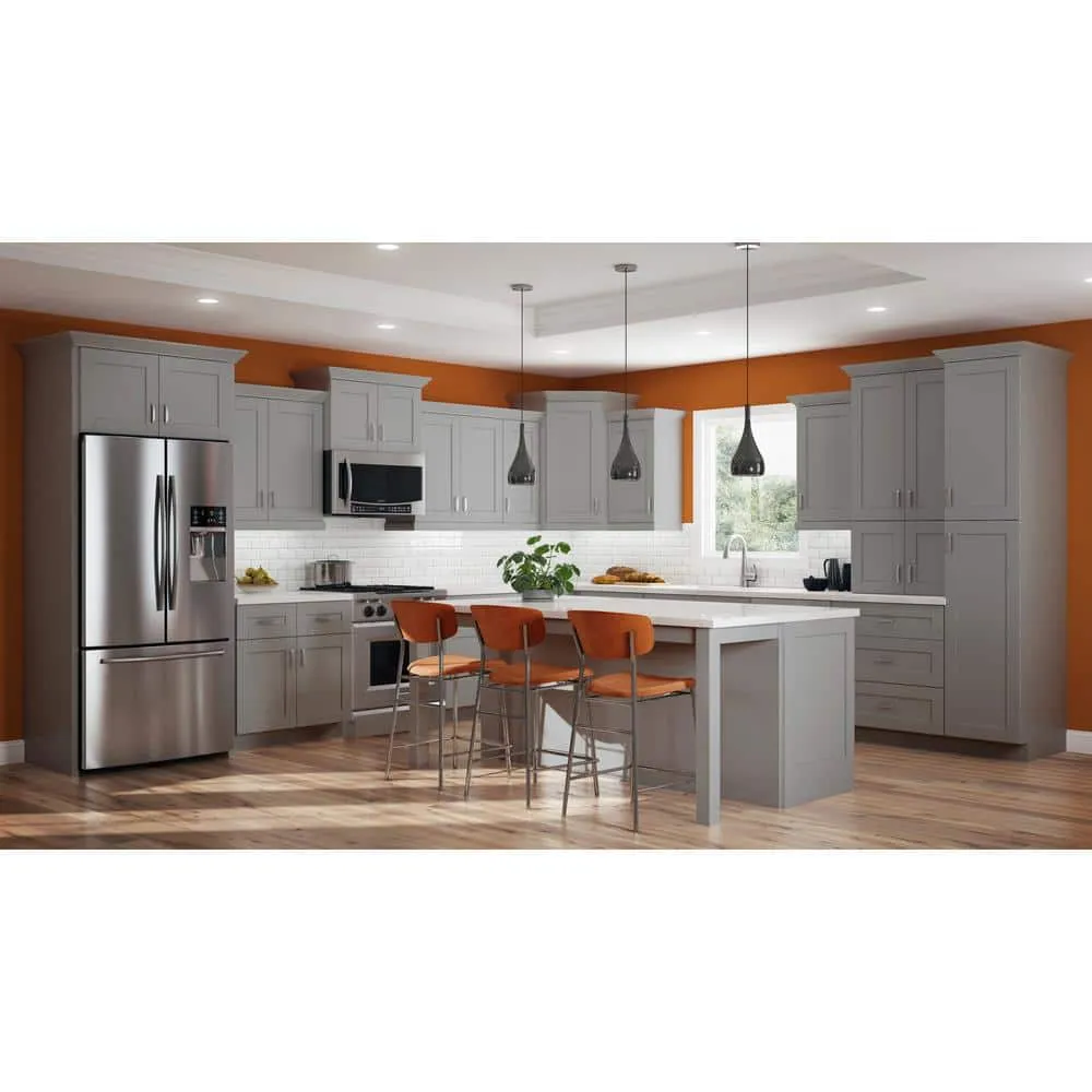 Contractor Express Cabinets Arlington Veiled Gray Plywood Shaker Stock Assembled Base Kitchen Cabinet Soft Close 36 in W x 24 in D x 34.5 in H, photo 11 of 11