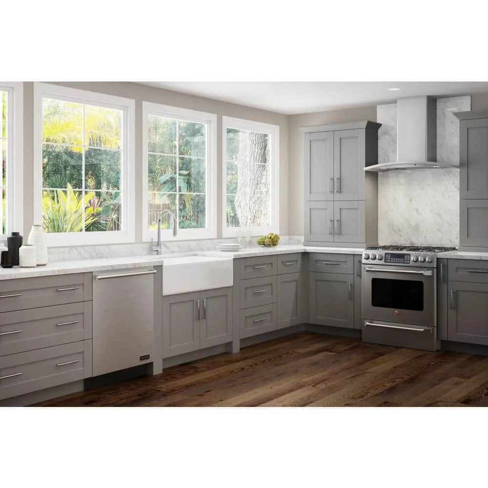 Contractor Express Cabinets Arlington Veiled Gray Plywood Shaker Stock Assembled Base Kitchen Cabinet Soft Close 36 in W x 24 in D x 34.5 in H, photo 8 of 11