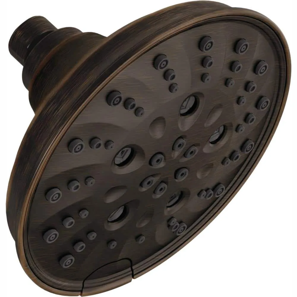 Delta Pivotal 5-Spray 6 in. Wall Mount Fixed Rain H2Okinetic Shower Head in Venetian Bronze, photo 17 of 24
