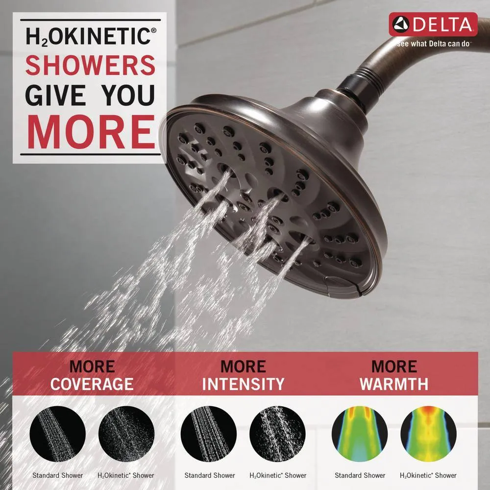 Delta Pivotal 5-Spray 6 in. Wall Mount Fixed Rain H2Okinetic Shower Head in Venetian Bronze, photo 22 of 24