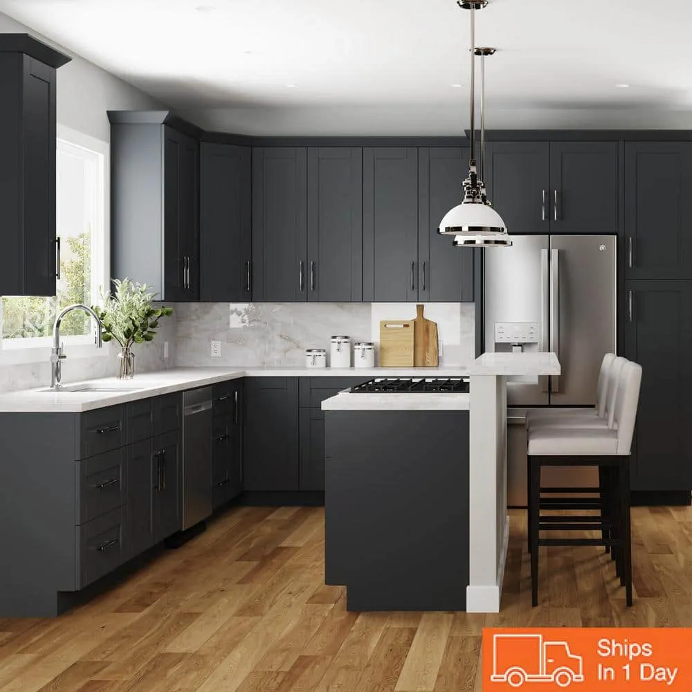 MILL'S PRIDE Richmond Venetian Onyx Plywood Shaker Ready to Assemble Corner Kitchen Cabinet Soft Close 24 in W x 12 in D x 42 in H, photo 5 of 8