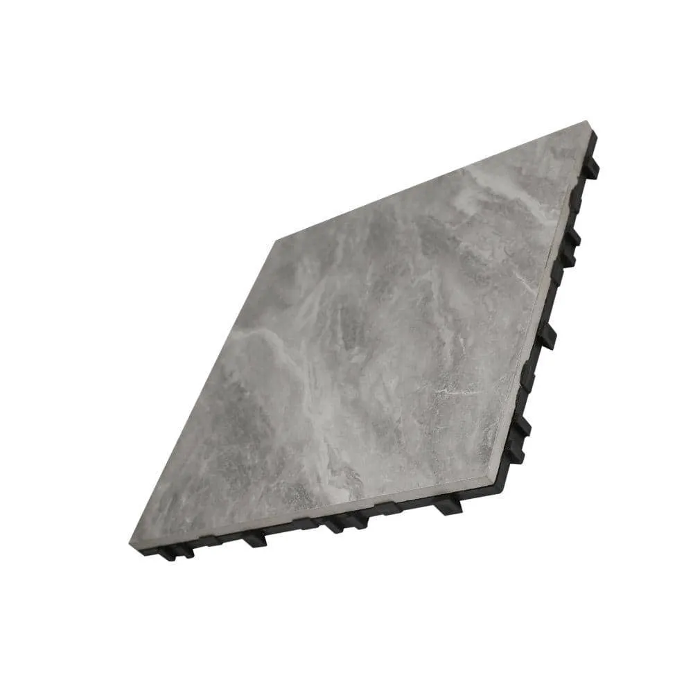 NewTechWood Outdoor Ceramic Quick Deck Tiles 12 in. x 12 in. Verona in Silver Gray (5-Pieces Per Box), photo 4 of 4