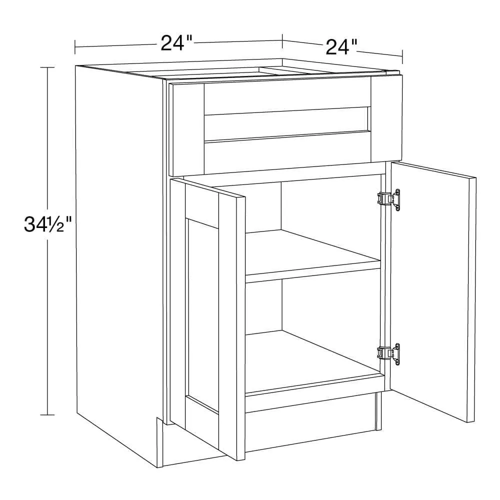 MILL'S PRIDE Richmond Verona White Plywood Shaker Ready to Assemble Base Kitchen Cabinet Soft Close 24 in W x 24 in D x 34.5 in H, photo 3 of 9