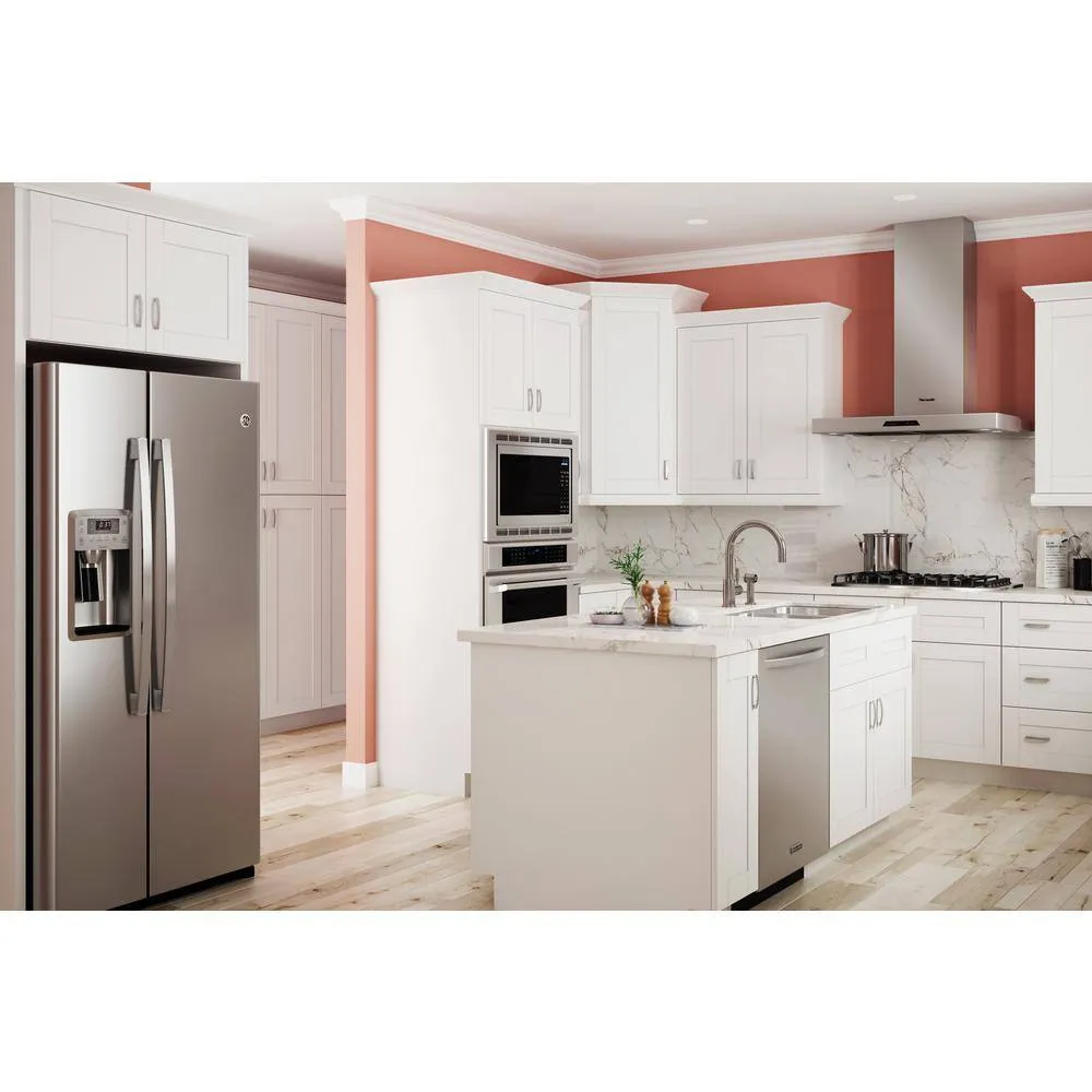 Contractor Express Cabinets Arlington Vesper White Plywood Shaker Stock Assembled Base Kitchen Cabinet Soft Close 24 in W x 24 in D x 34.5 in H, photo 9 of 10