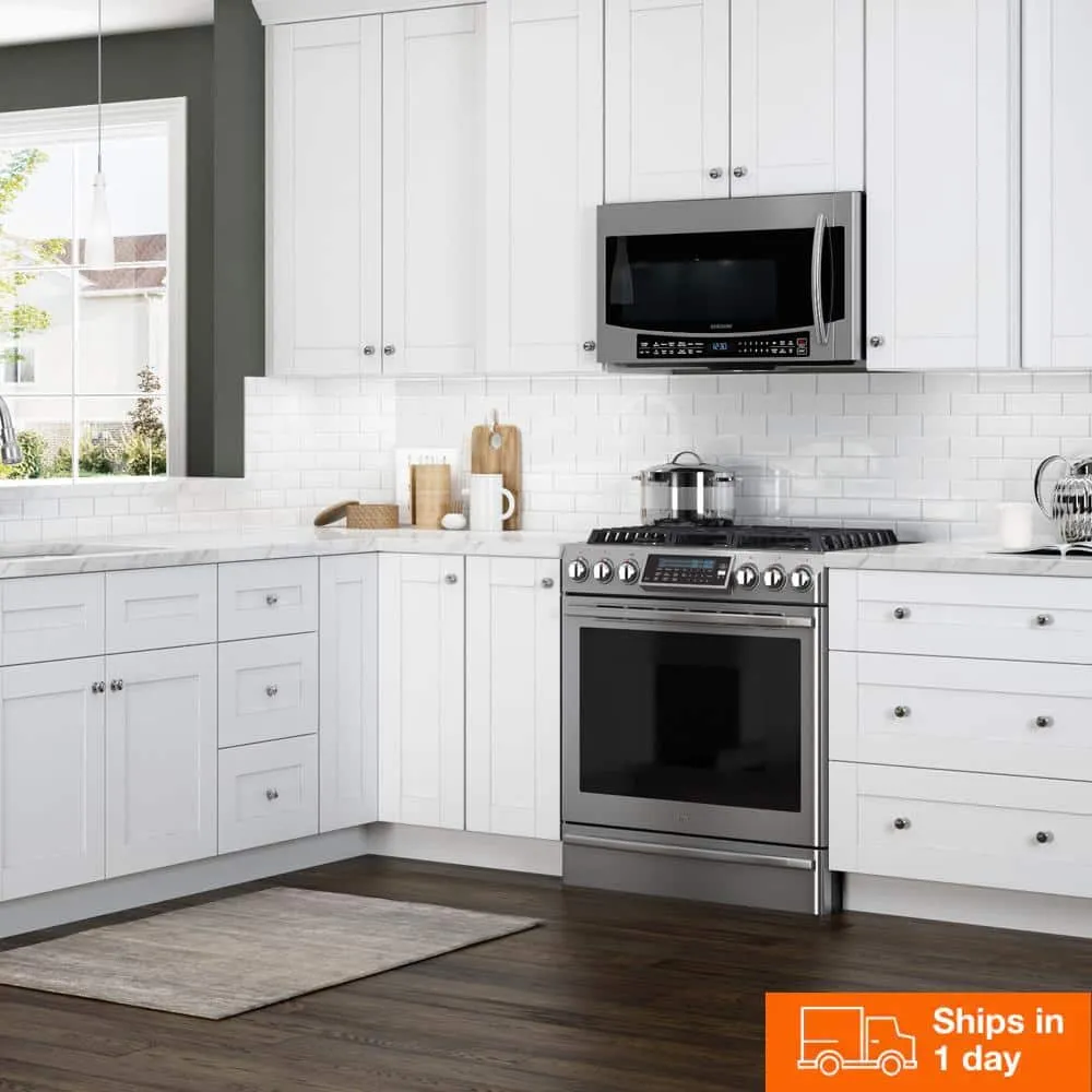 Contractor Express Cabinets Arlington Vesper White Plywood Shaker Stock Assembled Base Kitchen Cabinet Soft Close 24 in W x 24 in D x 34.5 in H, photo 2 of 10