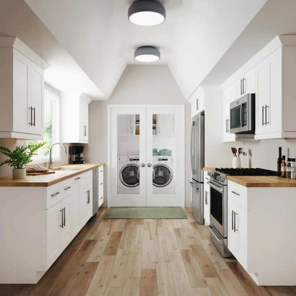 Contractor Express Cabinets Arlington Vesper White Plywood Shaker Stock Assembled Base Kitchen Cabinet Soft Close 30 in W x 24 in D x 34.5 in H, photo 10 of 10