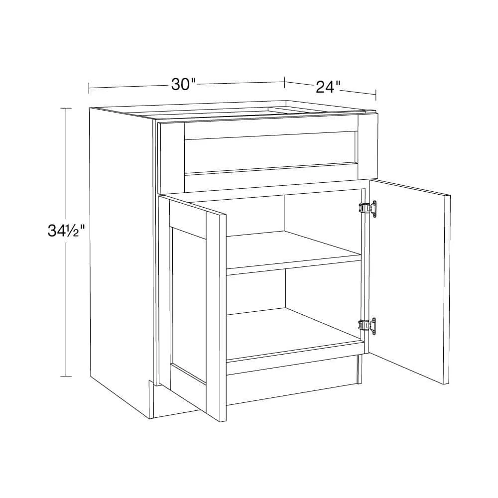 Contractor Express Cabinets Arlington Vesper White Plywood Shaker Stock Assembled Base Kitchen Cabinet Soft Close 30 in W x 24 in D x 34.5 in H, photo 4 of 10