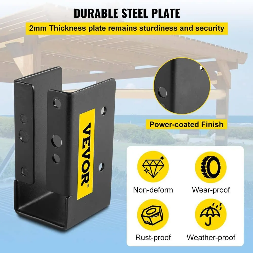VEVOR 12-Pieces Concealed Joist Hanger 2 in. x 4 in. Outdoor Concealed Joist Bracket Q235 Steel Plate Powder-Coated, Black, photo 4 of 8