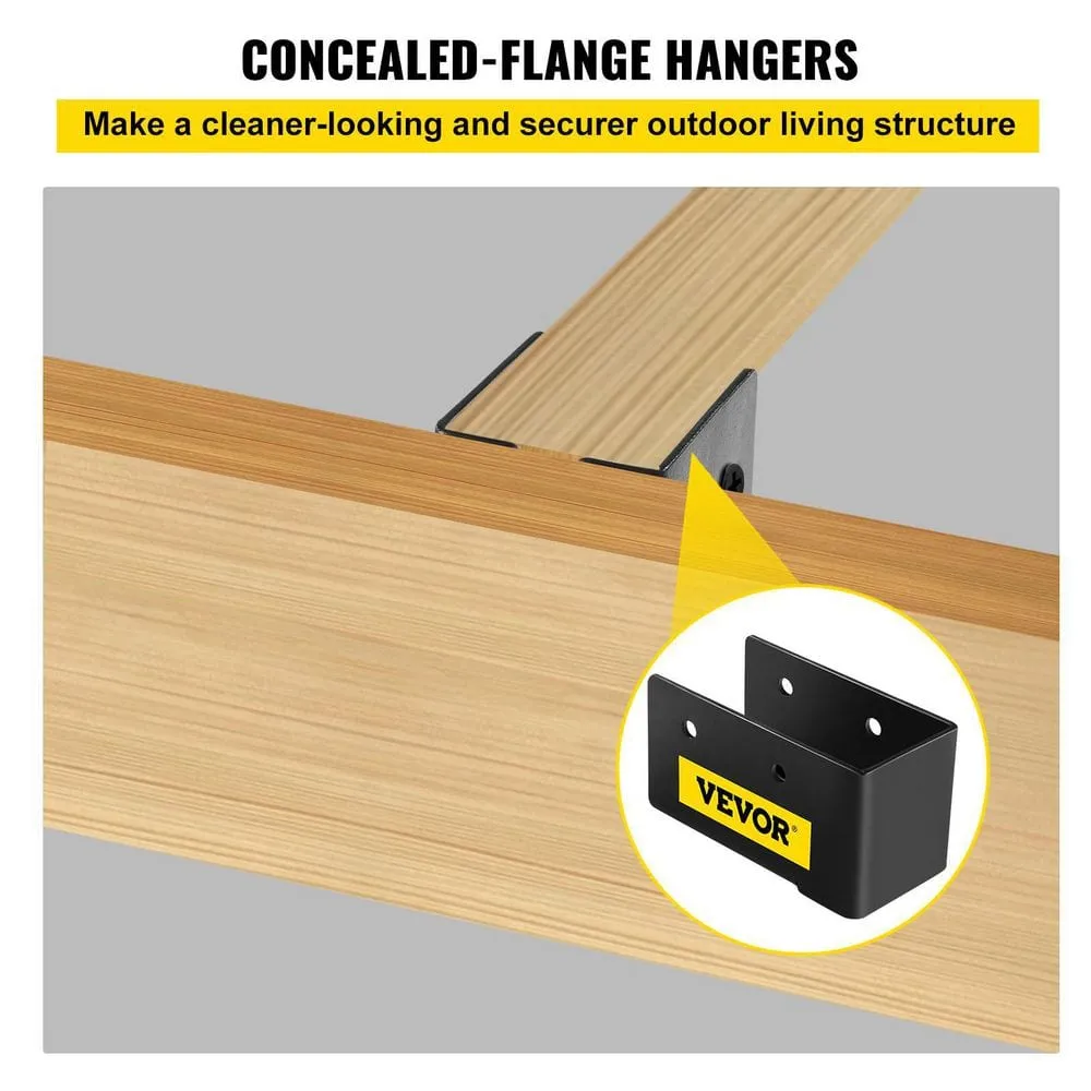 VEVOR 12-Pieces Concealed Joist Hanger 2 in. x 4 in. Outdoor Concealed Joist Bracket Q235 Steel Plate Powder-Coated, Black, photo 2 of 8