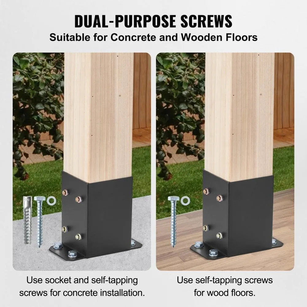 VEVOR 10-Pieces Post Base 4 in. x 4 in. Internal 3.6 in. x 3.6 in. Heavy-Duty Powder-Coated Steel Post Bracket, photo 3 of 8