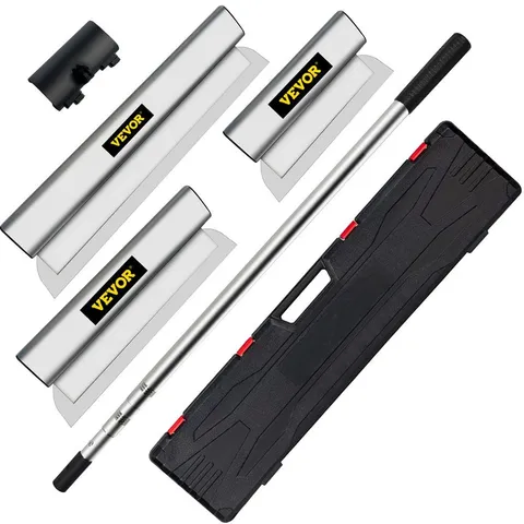 Drywall Skimming Blade Set 10 In. 24 In. 32 In. Blades and 35 In. to 78 In. Extension Handle Stainless Steel Knife
