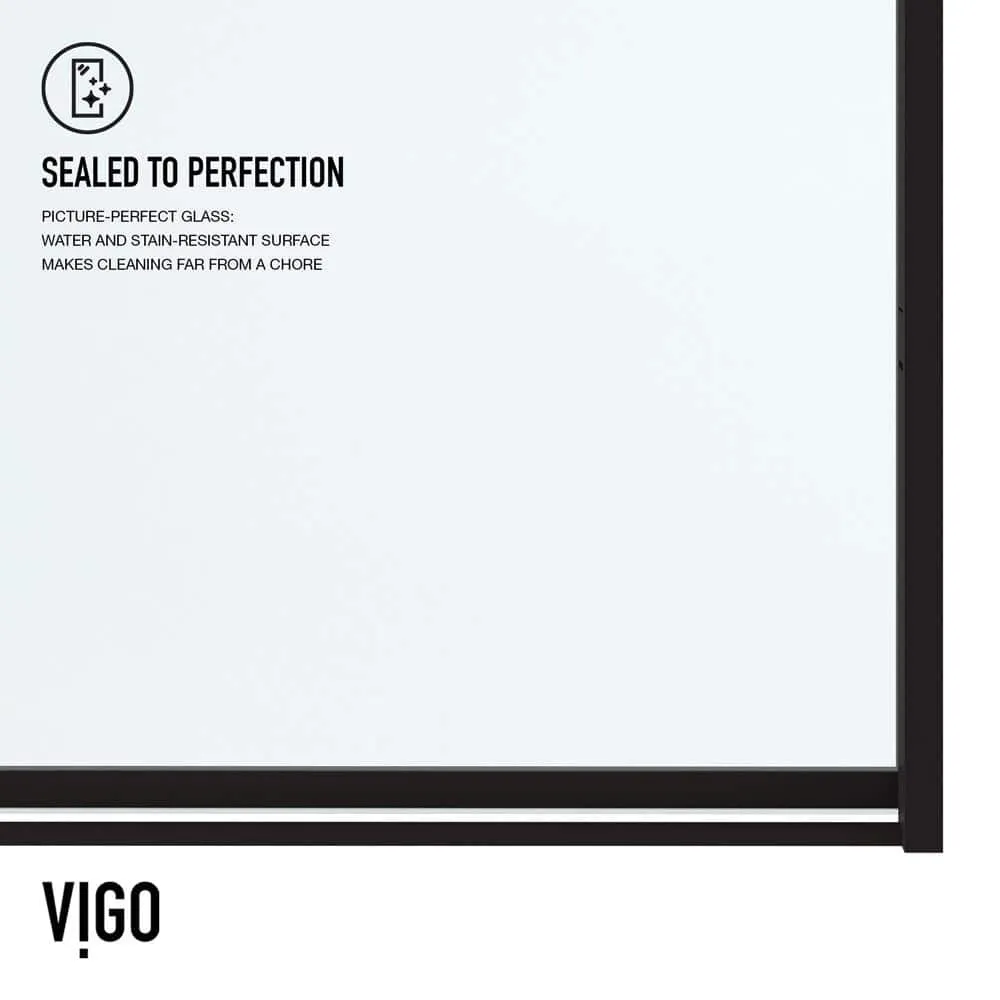 VIGO Meridian 59 1/2 to 60 in. W x 74 in. H Hinged Shower Door in Matte Black and Clear Grid Glass, photo 10 of 14