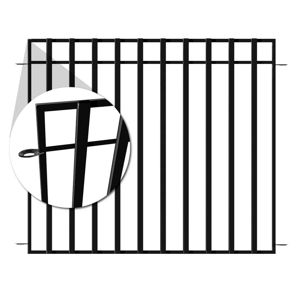 Vigoro 37.2 in. H x 42.87 in. W Black Powder-Coated Steel 3-Rail No Dig Garden Fence Panel, 4-Pack, photo 2 of 6