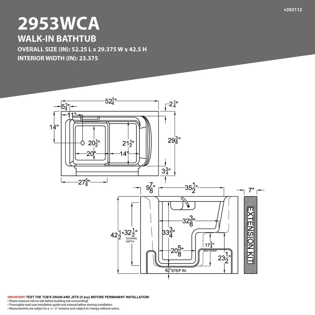 Universal Tubs HD Series 2953WCA Wheelchair Accessible 53 in. Walk-In Whirlpool Bathtub, White, with 1.6 GPF Single-Flush Toilet, photo 17 of 18