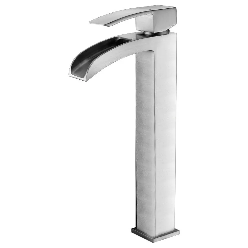 ANZZI Soave Series Deco-Glass Vessel Sink in Sapphire Wisp with Key Faucet in Brushed Nickel, photo 5 of 5