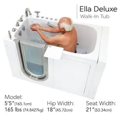 Ella Deluxe 55 in. Acrylic Walk-In Whirlpool and Air Bath Bathtub in White, Thermostatic Faucet Set, LHS 2 in. Dual Drain, photo 9 of 12