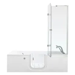 Ella Laydown 72 in. Walk-In Whirlpool Bathtub in White with Right-Hinged Middle Glass Door, 2-Piece Fast Fill Faucet, Right-Hand-Seat Drain, photo 13 of 17