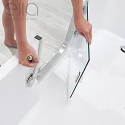Ella Laydown 60 in. Walk-In MicroBubble Air Bathtub in White, Left-Hinged Center Glass Door with Glass Screen, 2 in. Left-Hand Drain by Ella, photo 7 of 7