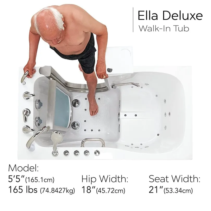 Ella Deluxe 55 in. Acrylic Walk-In Whirlpool and Air Bath Bathtub in White, Thermostatic Faucet Set, LHS 2 in. Dual Drain, photo 12 of 12