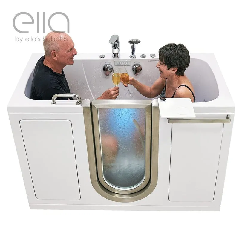 Ella Companion 2-Seat 60 in. Acrylic Walk-In Whirlpool Bathtub, White, Center Door, Heated Seat, Fast-Fill Faucet, 2 in. Dual Drain, photo 6 of 8