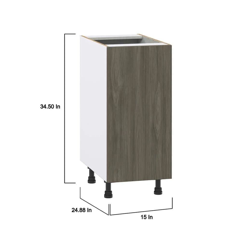 J COLLECTION Medora 15 in. W x 34.5 in. H x 24 in. D Textured Slab Walnut Assembled Base Kitchen Cabinet with 3 Inner Drawers, photo 4 of 8