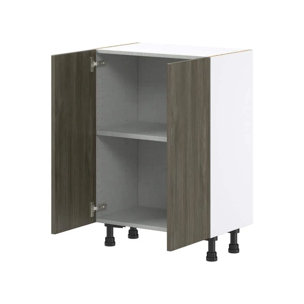 J COLLECTION Medora textured 24 in. W x 34.5 in. H x 14 in. D in Slab Walnut Assembled Shallow Base Kitchen Cabinet with 2 Doors, photo 6 of 8