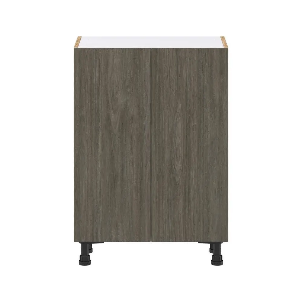 J COLLECTION 24 in. W x 34.5 in. H x 14 in. D Medora textured Slab Walnut Assembled Shallow Base Kitchen Cabinet with Inner Drawers, photo 7 of 8