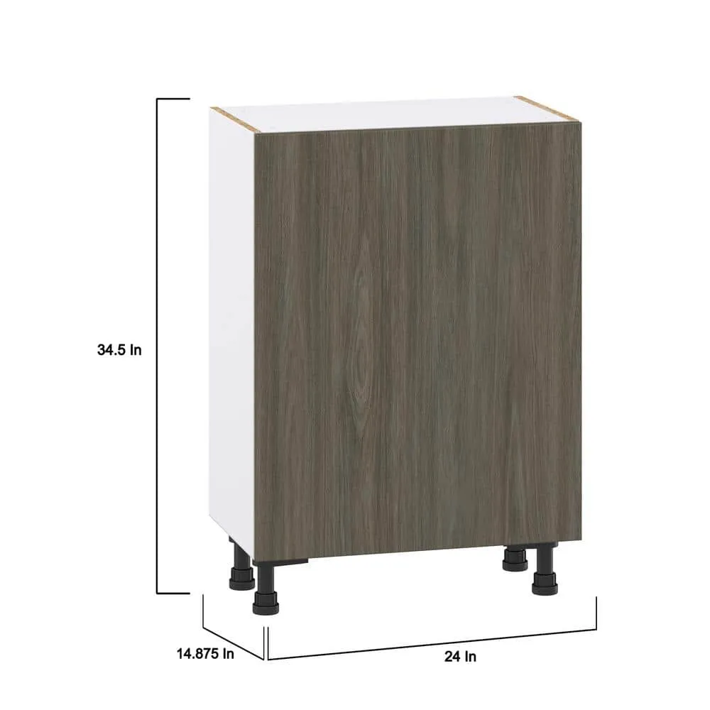 J COLLECTION 24 in. W x 14 in. D x 34.5 in. H Medora Textured Slab Walnut Assembled Shallow Base Kitchen Cabinet with Inner Drawers, photo 4 of 8