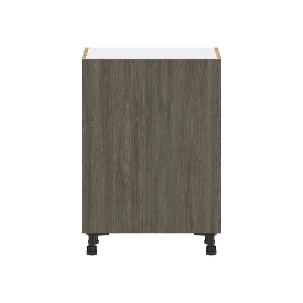 J COLLECTION 24 in. W x 14 in. D x 34.5 in. H Medora Textured Slab Walnut Assembled Shallow Base Kitchen Cabinet with Inner Drawers, photo 7 of 8