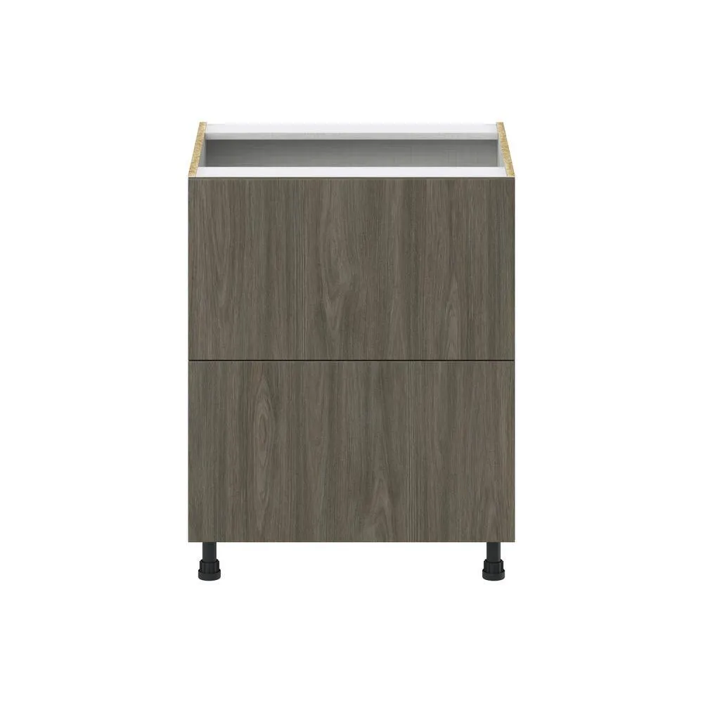 J COLLECTION Medora Textured 27 in. W x 34.5 in. H x 24 in. D in Slab Walnut Shaker Assembled Base Kitchen Cabinet with 2 Drawers, photo 7 of 8