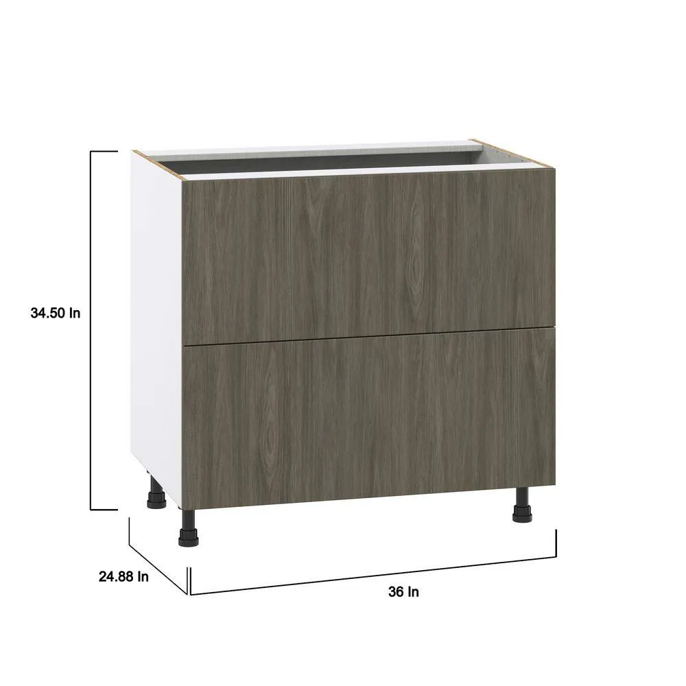 J COLLECTION Medora Textured 36 in. W x 34.5 in. H x 24 in. D in Slab Walnut Assembled Base Kitchen Cabinet with 2 Drawers, photo 4 of 8