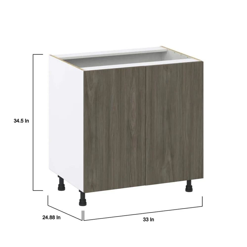 J COLLECTION Medora Textured Slab Walnut Assembled Base Kitchen Cabinet with Full Height Door (33 in. W x 34.5 in. H x 24 in. D), photo 4 of 8