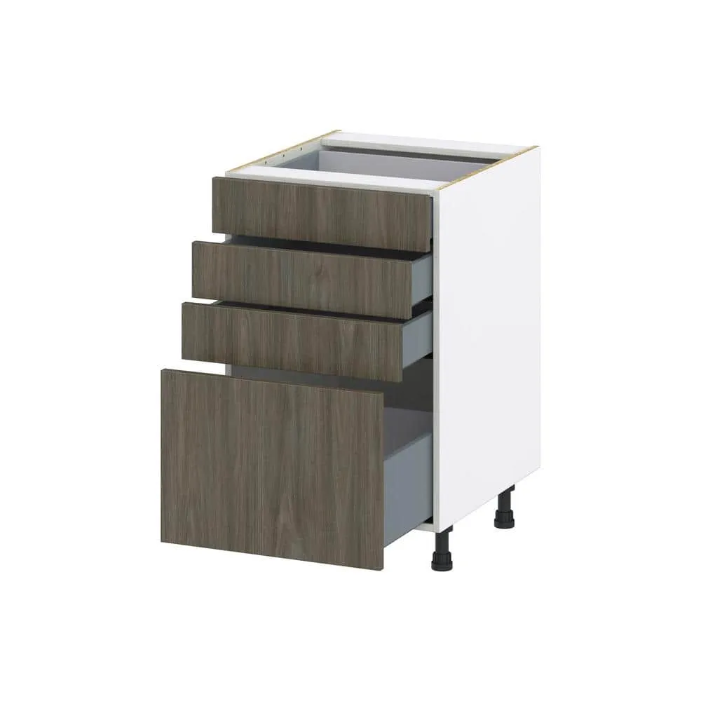 J COLLECTION 21 in. W x 34.5 in. H x 24 in. D Medora Textured Slab Walnut Shaker Assembled Base Kitchen Cabinet with 4 Drawers, photo 6 of 8