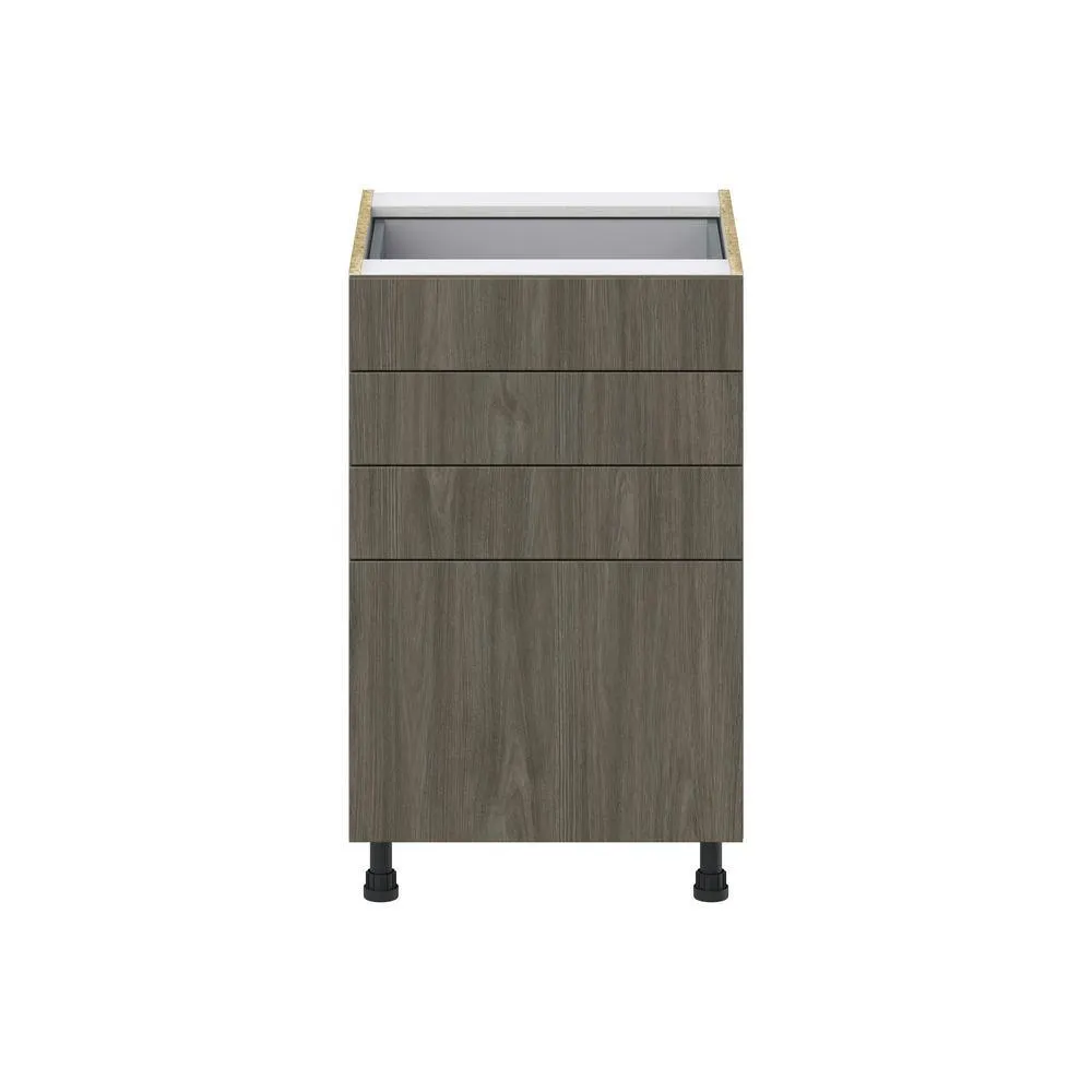 J COLLECTION 21 in. W x 34.5 in. H x 24 in. D Medora Textured Slab Walnut Shaker Assembled Base Kitchen Cabinet with 4 Drawers, photo 7 of 8