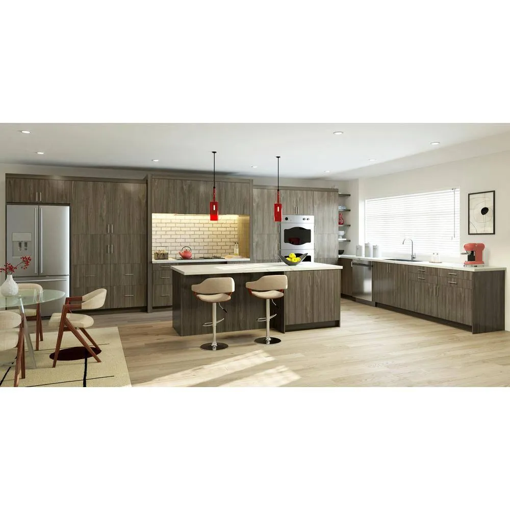 J COLLECTION 15 in. W x 34.5 in. H x 14 in. D Medora textured Slab Walnut Assembled Shallow Base Kitchen Cabinet with 6 Drawers, photo 3 of 8