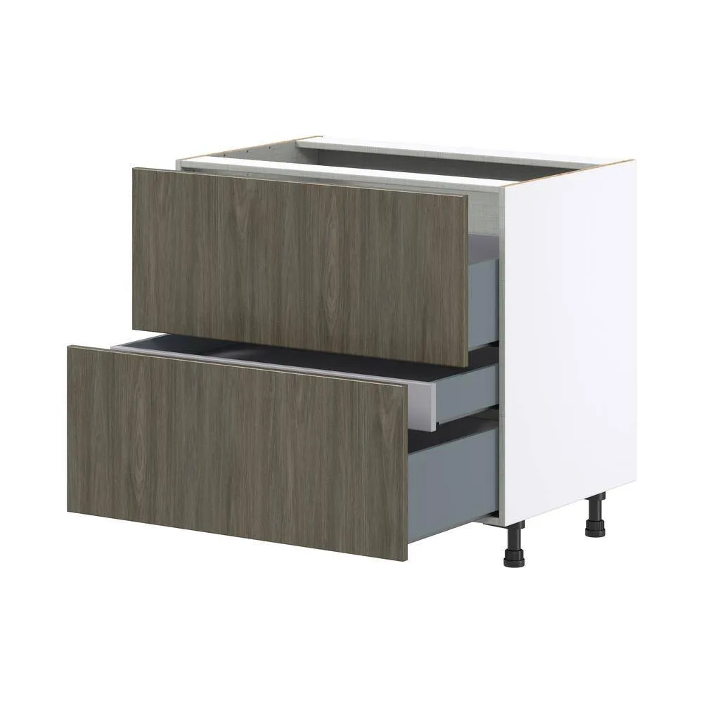J COLLECTION Medora Textured Slab Assembled Base Cooktop Kitchen Cabinet with 3 Drawers (36 in. W x 34.5 in. H x 24 in. D), photo 5 of 7