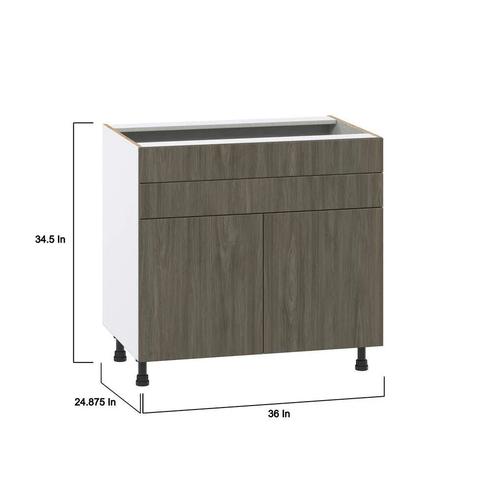 J COLLECTION Medora textured 36 in. W x 34.5 in. H x 24 in. D in Slab Walnut Assembled Base Kitchen Cabinet for Cooktop, photo 3 of 7