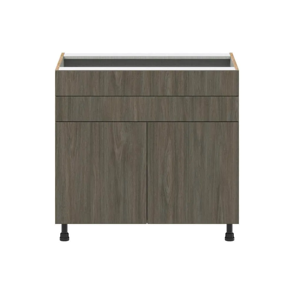 J COLLECTION Medora textured 36 in. W x 34.5 in. H x 24 in. D in Slab Walnut Assembled Base Kitchen Cabinet for Cooktop, photo 6 of 7