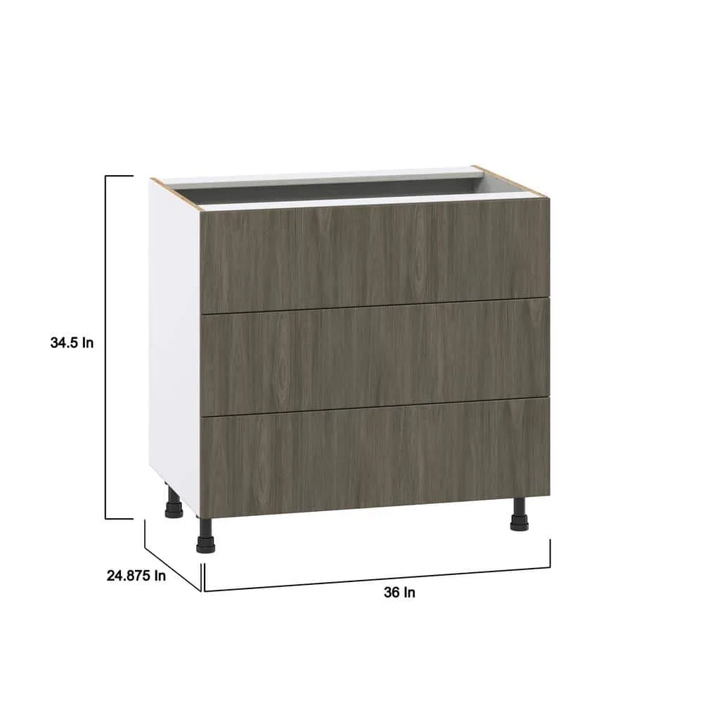 J COLLECTION Medora textured 36 in. W x 24 in. D x 34.5 in. H in Slab Assembled Base Kitchen Cabinet for Cooktop with 3 Drawers, photo 3 of 7