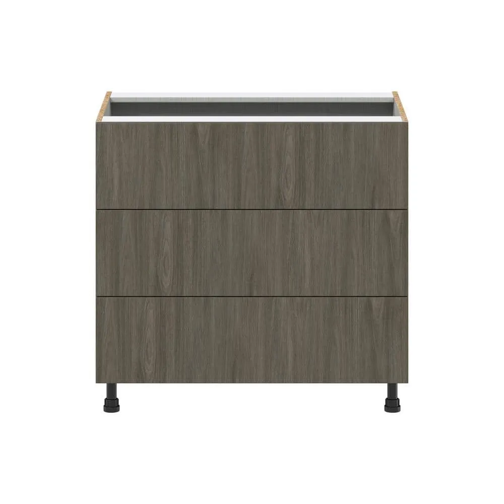 J COLLECTION Medora textured 36 in. W x 24 in. D x 34.5 in. H in Slab Assembled Base Kitchen Cabinet for Cooktop with 3 Drawers, photo 6 of 7