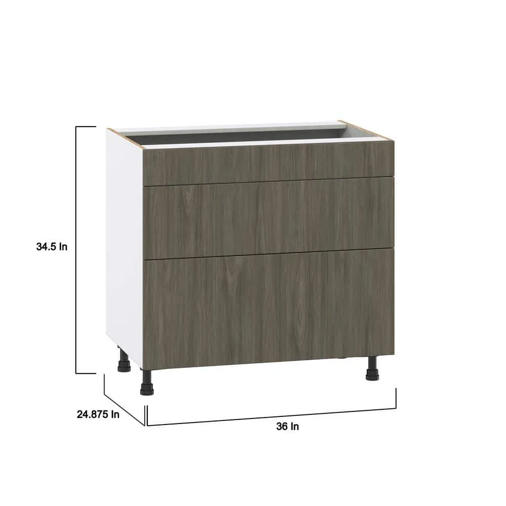 J COLLECTION Medora Textured Slab Walnut Assembled Base Kitchen Cabinet for Cooktop with 2 Drawers (36 in. W x 34.5 in. H x 24 in. D), photo 3 of 7