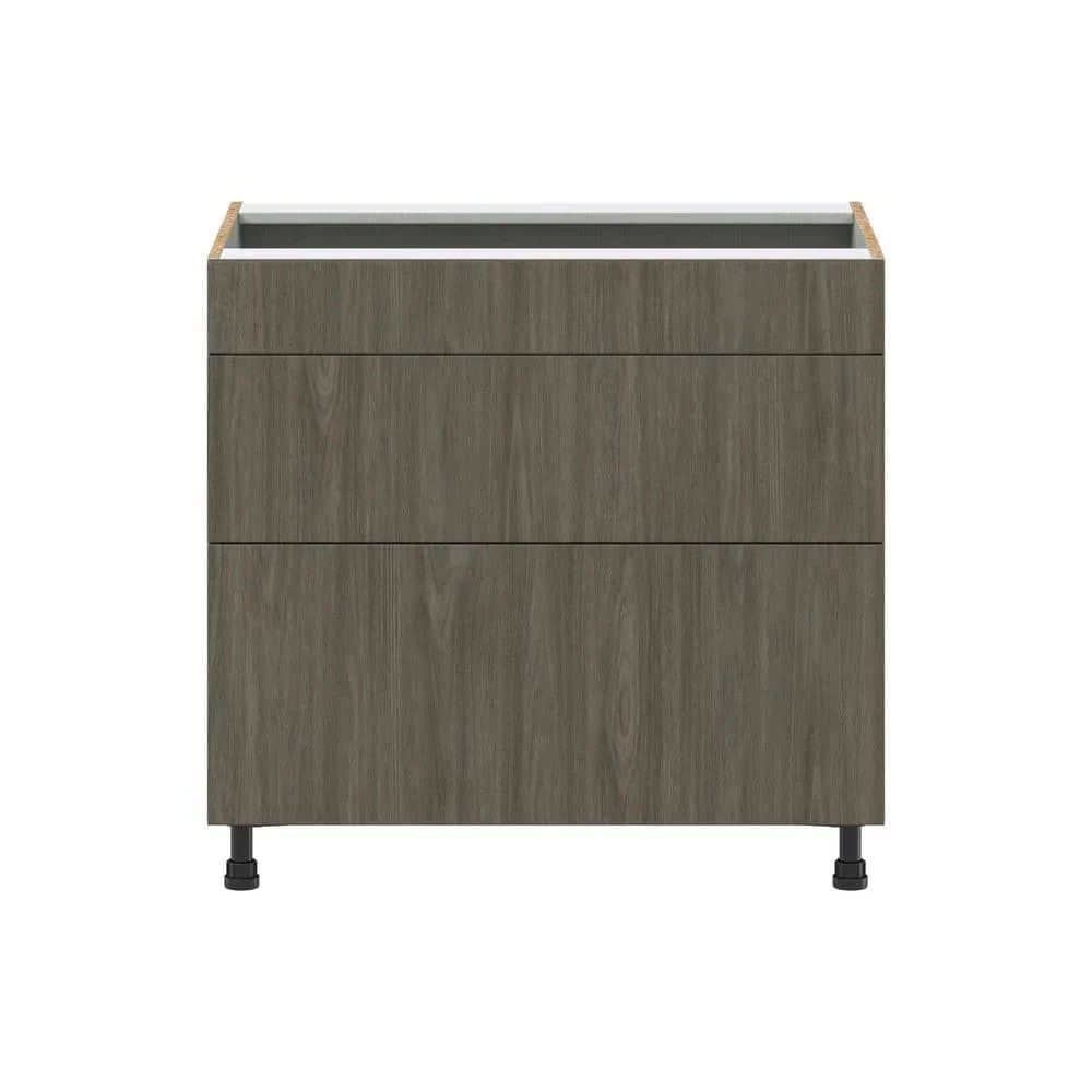 J COLLECTION Medora Textured Slab Walnut Assembled Base Kitchen Cabinet for Cooktop with 2 Drawers (36 in. W x 34.5 in. H x 24 in. D), photo 6 of 7