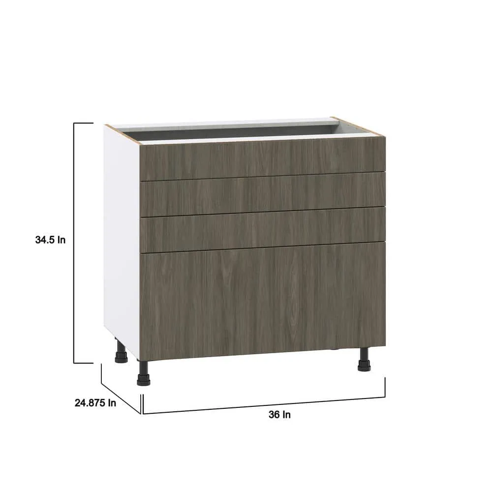 J COLLECTION Medora textured 36 in. W x 24 in. D x 34.5 in. H in Slab Assembled Base Kitchen Cabinet For Cooktop with 4 Drawers, photo 2 of 4