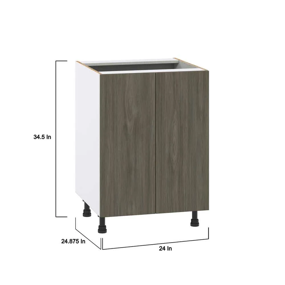 J COLLECTION Medora textured Slab Walnut Assembled Sink Base Kitchen Cabinet with Full Height Door (24 in. W x 34.5 in. H x 24 in. D), photo 4 of 8