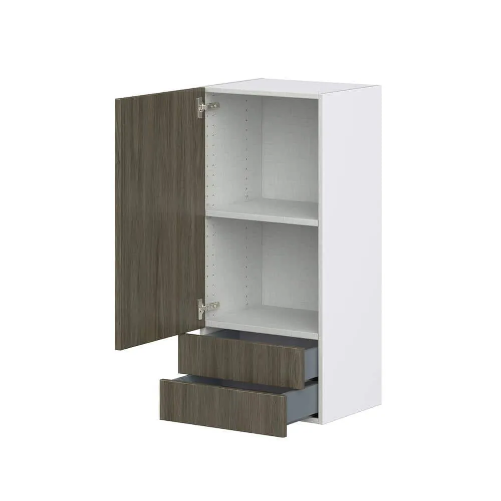 J COLLECTION Medora Textured Slab Walnut Assembled Wall Kitchen Cabinet with 2 Drawers (18 in. W x 40 in. H x 14 in. D), photo 6 of 8