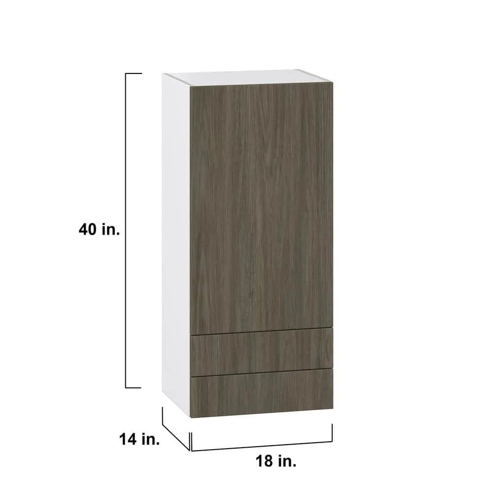 J COLLECTION Medora Textured Slab Walnut Assembled Wall Kitchen Cabinet with 2 Drawers (18 in. W x 40 in. H x 14 in. D), photo 4 of 8