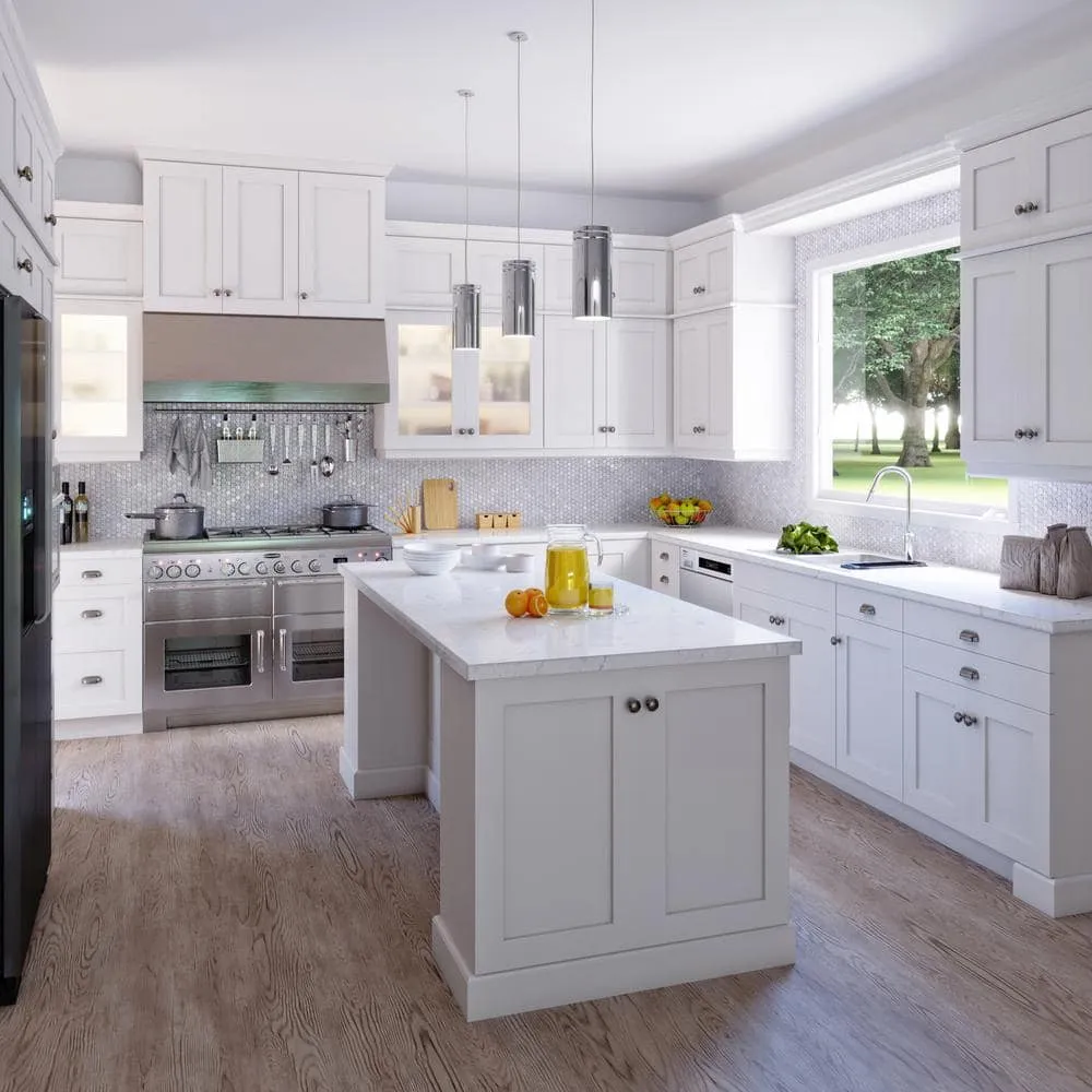 J COLLECTION 30 in. W x 94.5 in. H x 24 in. D Wallace Painted Warm White Shaker Assembled Pantry Micro Kitchen Cabinet with Drawers, photo 11 of 12