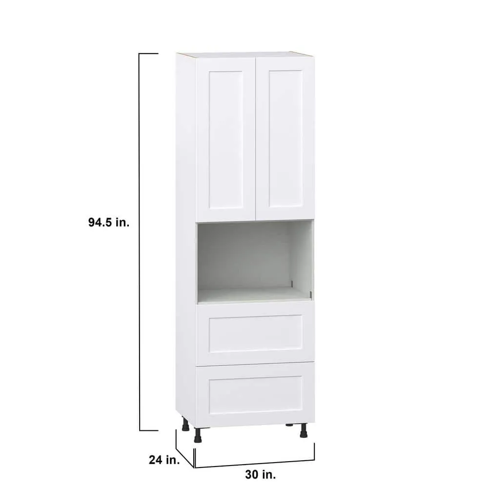 J COLLECTION 30 in. W x 94.5 in. H x 24 in. D Wallace Painted Warm White Shaker Assembled Pantry Micro Kitchen Cabinet with Drawers, photo 4 of 12