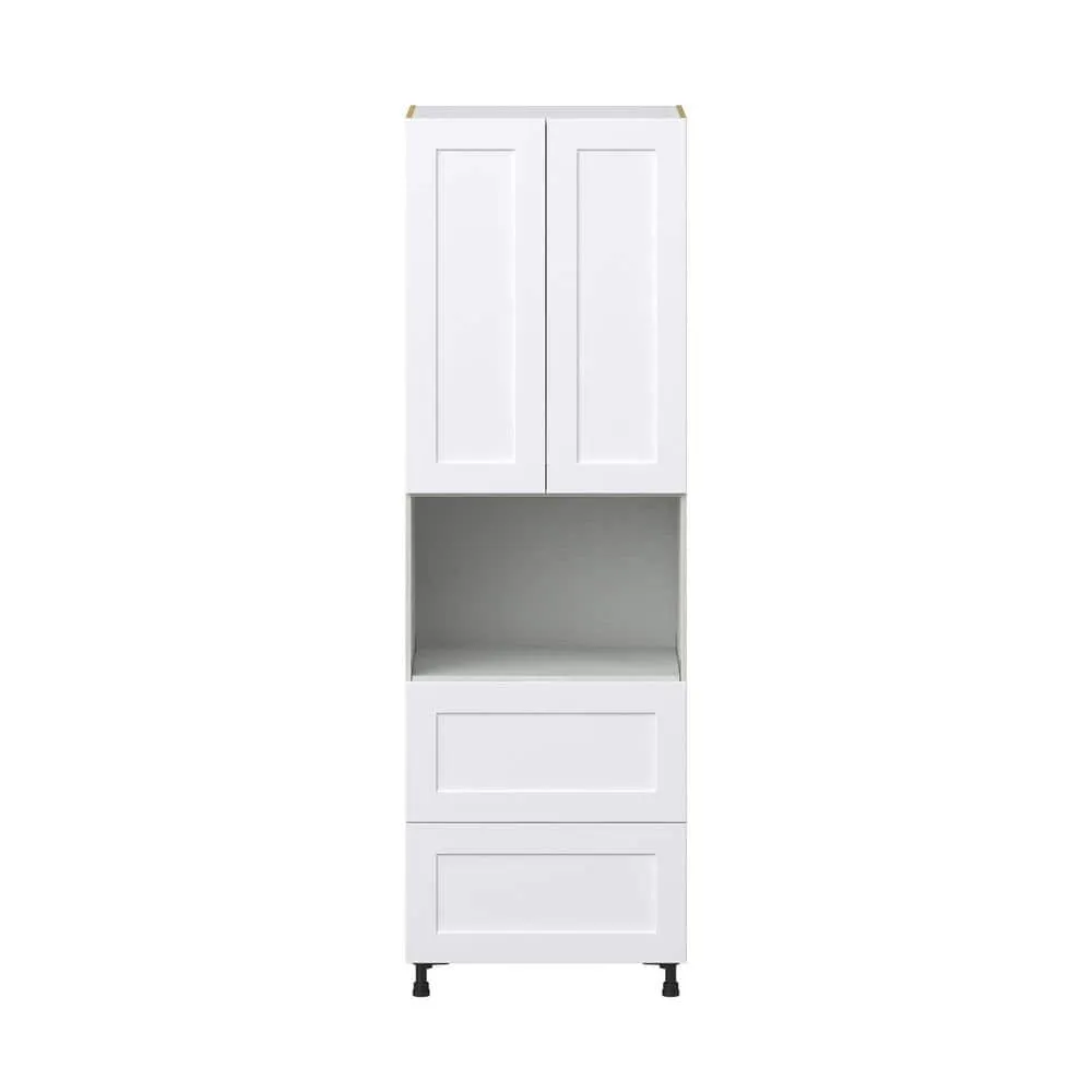 J COLLECTION 30 in. W x 94.5 in. H x 24 in. D Wallace Painted Warm White Shaker Assembled Pantry Micro Kitchen Cabinet with Drawers, photo 8 of 12