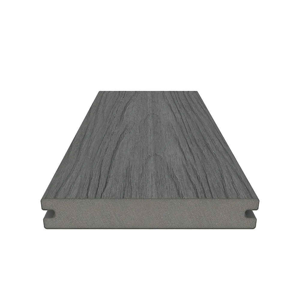NewTechWood Naturale Magellan Series 1 in. x 5-1/2 in. x 0.5 ft. Westminster Gray Composite Decking Board Sample with Groove, photo 3 of 7